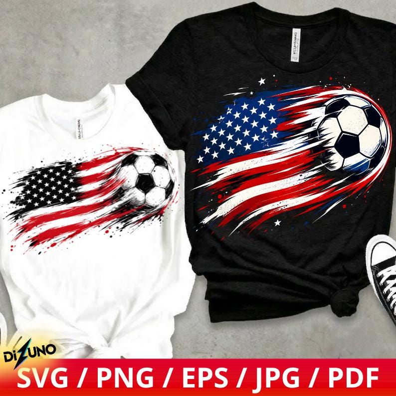 USA Soccer PNG, Patriotic American Flag Soccer Shirt Design, July 4th Sports Gift Sublimation File image 1