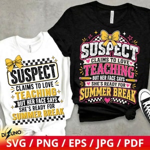 Verdachte leraar png, grappige leraar zomervakantie citaat ontwerp, sarcastische onderwijsshirt grafisch, sublimatie einde schooljaar