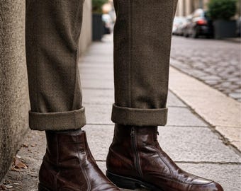 Vintage Florsheim Brown Leather Ankle Boots Heritage Italian Mens 9.5 Old Money