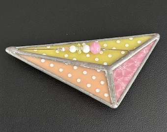 Vintage 1980s Handcrafted Stained Acrylic Geometric Polka Dot Pin