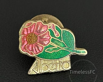 ヴィンテージジュエリー アルバータ州 カナダ ワイルドローズ エナメル ラペルピン ゴールドトーン 州花 お土産