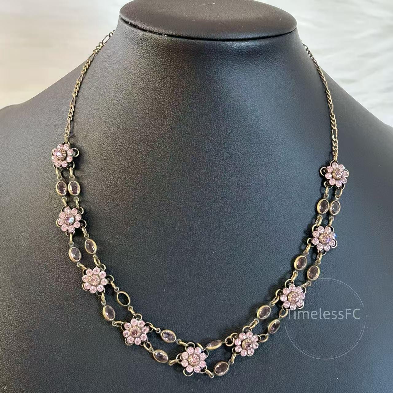 Vintage Jewelry Signed Kenny Ma San Francisco Pink Crystal Flower