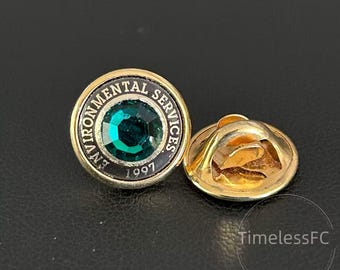 ヴィンテージジュエリー環境サービス1997年ラペルピン、グリーンジェムストーン企業賞、コレクターズアイテムのタイタック