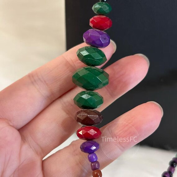 Vintage Statement Multi Gemstone Beaded Necklace … - image 3