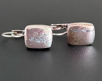 Biżuteria w stylu vintage, młotkowane, kwadratowe kolczyki z dźwignią, w stylu modernistycznym, geometryczne, wiszące dla niej