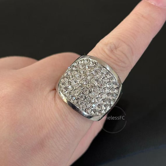Vintage Iced Out Ring | Silver Statement Ring | S… - image 4