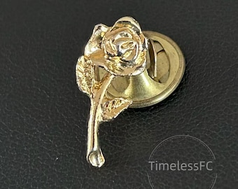 Vintage sieraden goudkleurige gebeeldhouwde roos reversspeld, bloemen stropdas tack bloem broche 0,3''