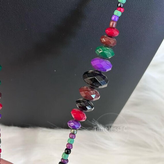 Vintage Statement Multi Gemstone Beaded Necklace … - image 4