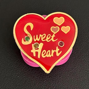 Vintage Light Up Sweet Heart Pin Blinking Red Enamel Valentine Brooch