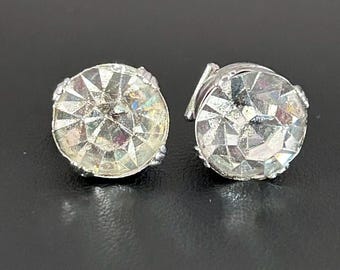 Vintage Art Deco Crystal Clip On Earrings Silver Tone Ballou Pat 1967965