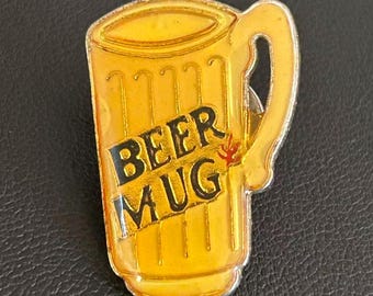 Joyería vintage de los años 80, pin de jarra de cerveza esmaltada, accesorios retro para bar, artículo de colección de cervecería