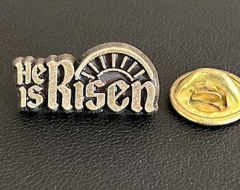 Biżuteria vintage, chrześcijańska przypinka do klapy, religijny prezent wielkanocny z okazji zmartwychwstania, cyna