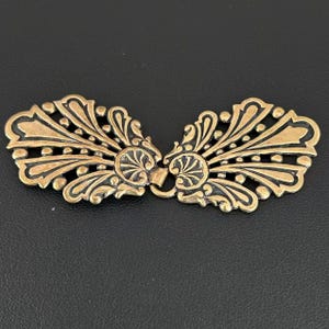 Antique Belt Sash Buckle Gilded Brass Art Nouveau Open Cut Intricate Leaf Flower Antique 800 Silver Stamped Art Nouveau Ornate Floral  main image 2