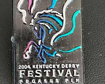 Insignia vintage de solapa/sombrero del Festival del Derby de Kentucky 2004 con el símbolo de Pegaso