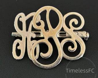 ヴィンテージジュエリー HSS ゴールドトーン モノグラムブローチ スクリプトイニシャルピン ミッドセンチュリーギフト