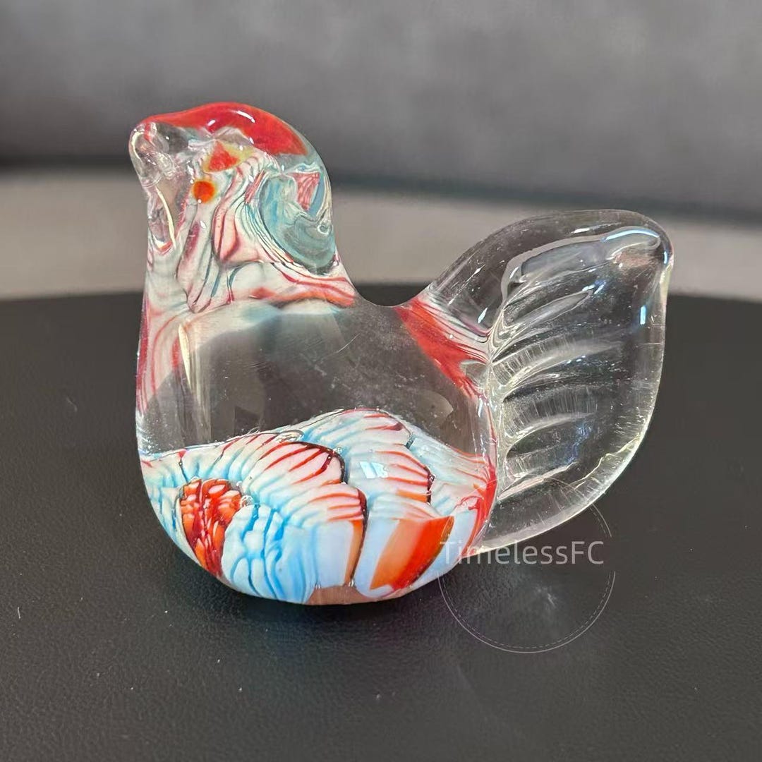 Vintage Murano-style Art Glass Chicken or Rooster Figurine Paperweight ...