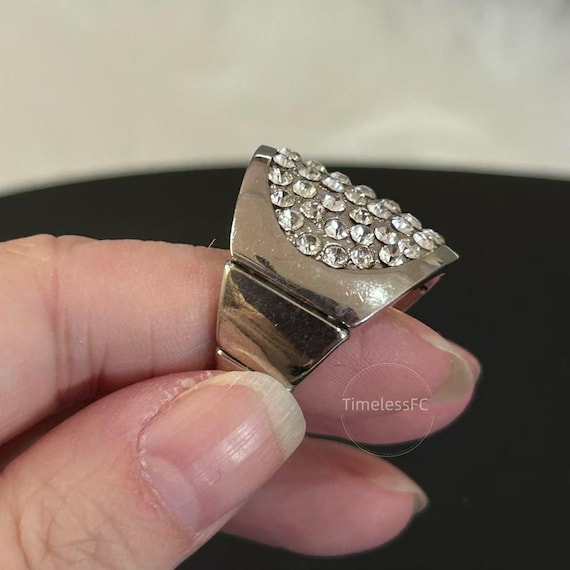 Vintage Iced Out Ring | Silver Statement Ring | S… - image 3