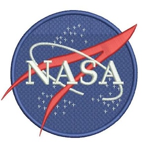 May include: Embroidered patch featuring the NASA logo. The design includes a blue circular background with white stars, the word "NASA" in white capital letters, and a red swoosh. The patch is likely for apparel or collectibles.