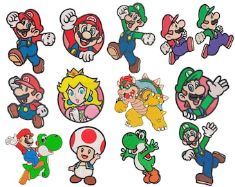 12 diseños de bordado de Super Mario - 4 tamaños