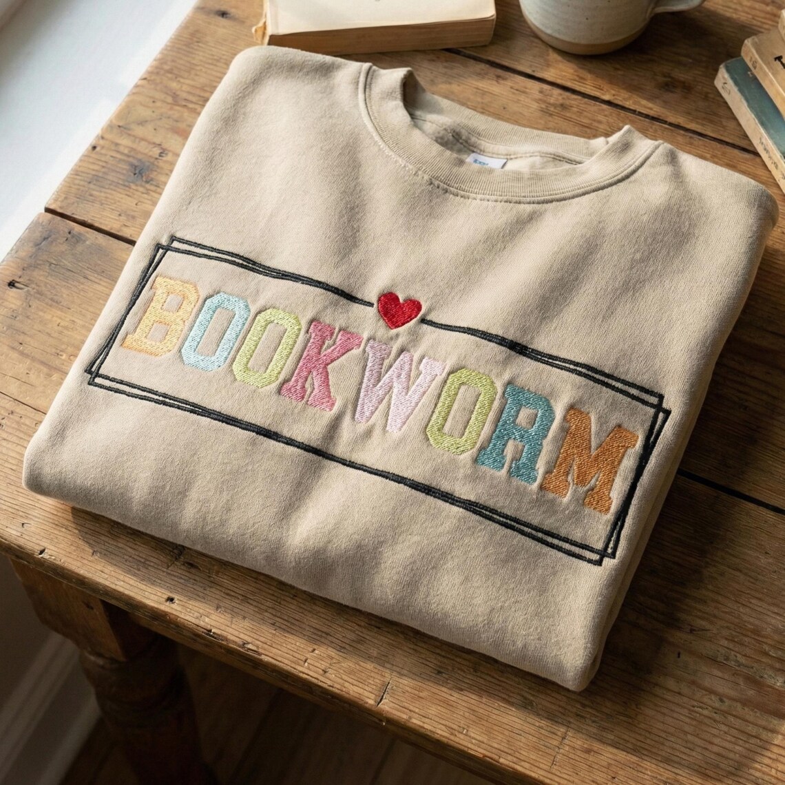 Bookworm Frame Bookworm Embroidery Design, Colorful Teacher Reading Machine Embroidery ...