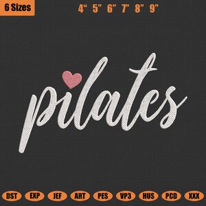 Pilates Embroidery Design, Heart Machine Embroidery File, Fitness Workout Girl PES DST