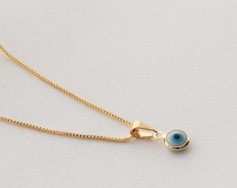 18k Brazilian Gold Filled Dainty Evil Eye Necklace