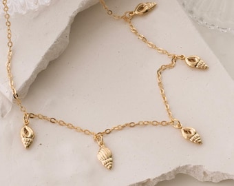 18k Brazilian Gold Filled Coastal Glow Shell Charm Necklace