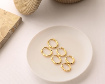 18k Brazilian Gold Filled Diamond-Cut Hoop Set