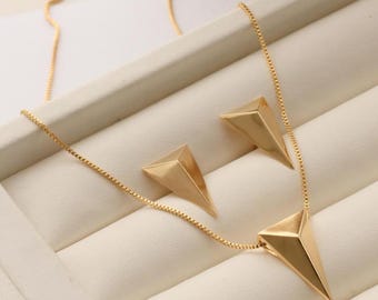 18k Brazilian Gold Filled Geometric Set