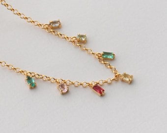 18k Brazilian Gold Filled Color Drop Necklace