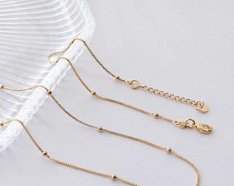 18k Brazilian Gold Filled 1MM Satellite Box Chain