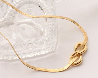 18k Brazilian Gold Filled Infinity Link Herringbone Necklace