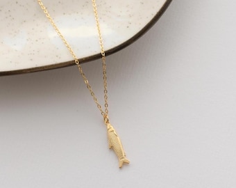 18k Brazilian Gold Filled Sardine Pendant Necklace