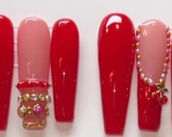 Uñas de gel personalizadas hechas a mano - Holiday Hottie