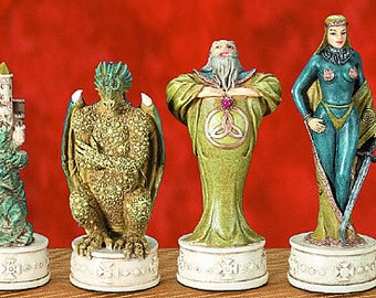 Small Fantasy/Wizards and Dragons LATEX CHESS MOULDS/Molds (set of 9)