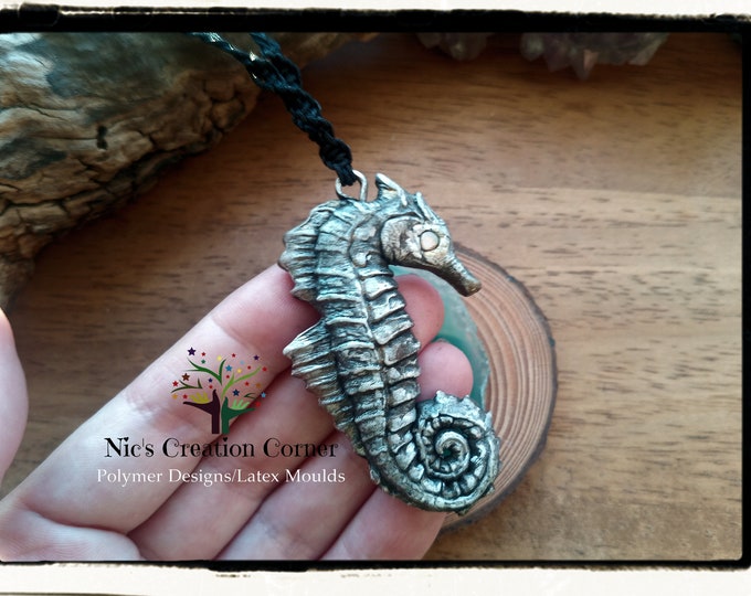 Featured listing image: Fire Opal Sea Horse Epoxy Clay  Pendant/Necklace.