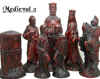 Large medieval LATEX CHESS MOULDS/Molds (set of 9)