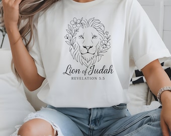Lion of Judah Floral PNG, Christian Shirt Design (Digital Download)