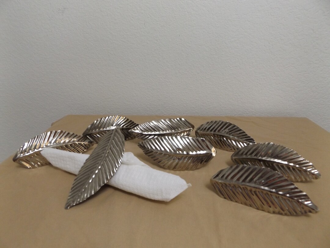 Vintage 8 Silver Leaf Napkin Ring Holders Silverplate Napkin Etsy