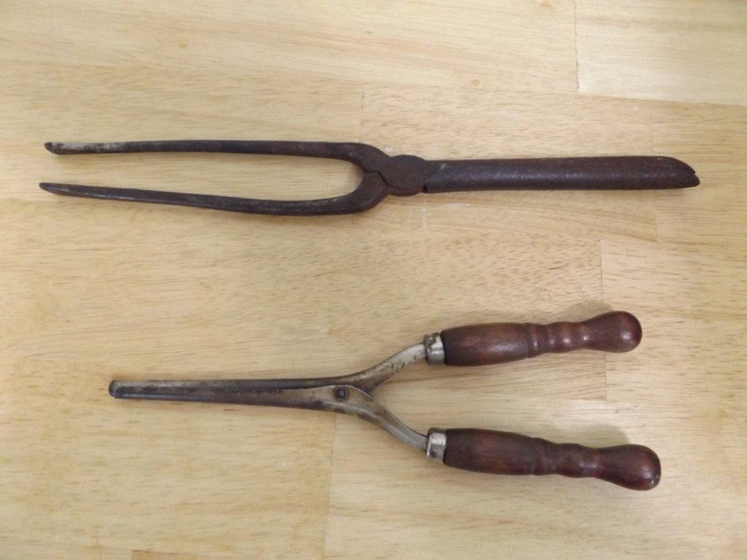 Vintage Antique Two Metal Hair Curlers Curling Irons Etsy