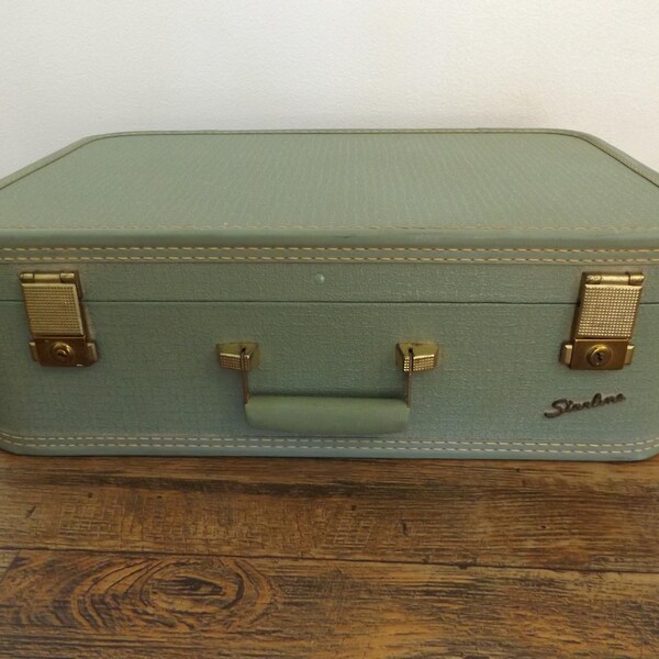 Vintage Starline Hardshell Luggage / Lady Baltimore Green Suitcase