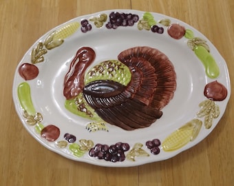 Vintage A. Santos 172-50 Oval Turkey Platter Made Portugal. Hand