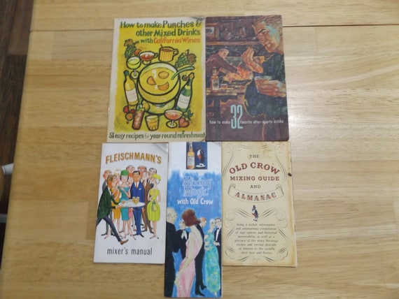 Vintage 5 Bartenders Mixer Booklets Recipes Old Crow Etsy