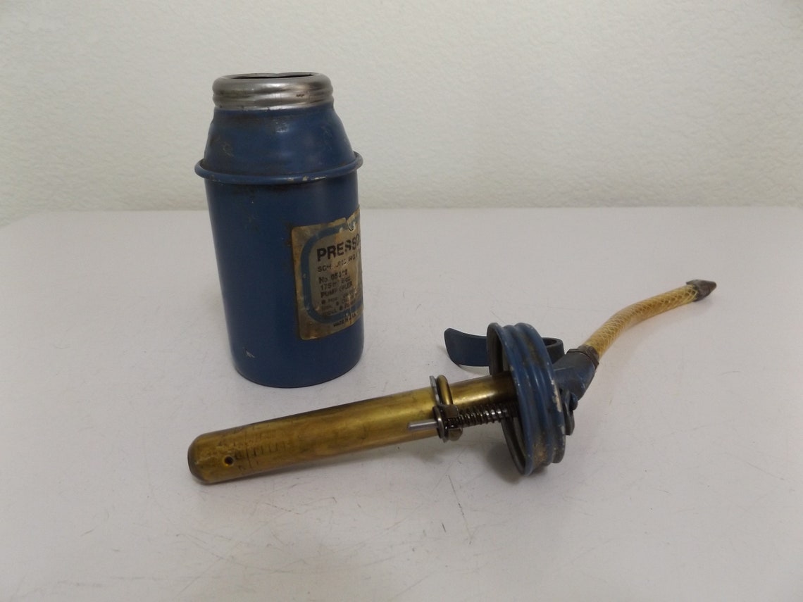 Vintage Antique Metal Oil Can Hand Pump Oil Can Hand Held Etsy