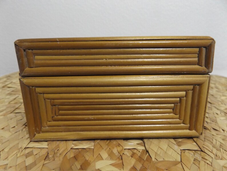 Vintage Nesting Stacking Bamboo Boxes / Trinket Jewelry Etsy