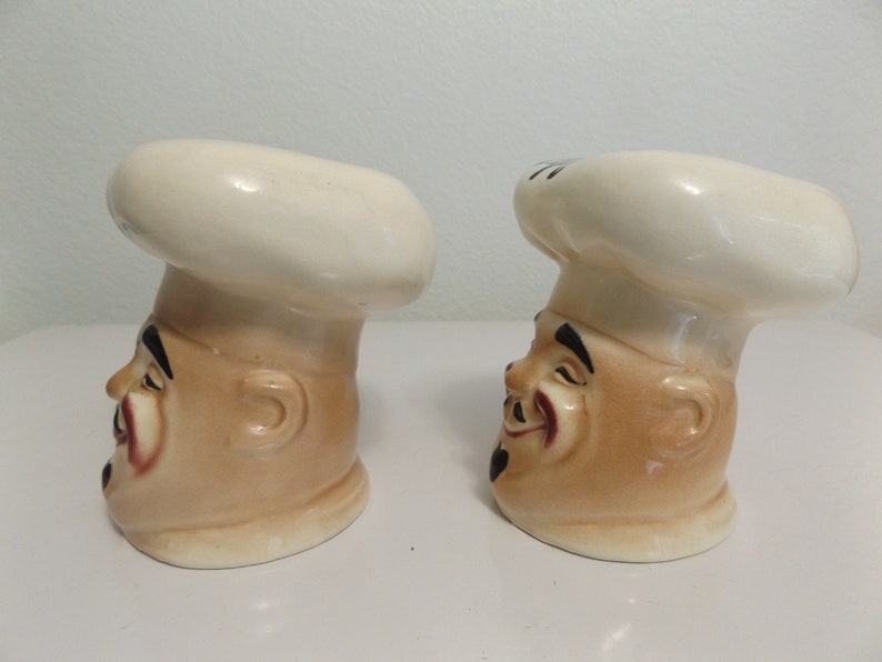 Vintage Large Chef Heads Salt and Pepper Shakers Ceramic Japan | Etsy