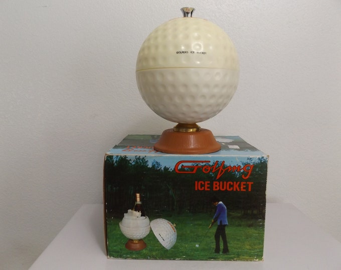 Vintage Golf Ball Shaped Ice Bucket Golfing 19th Hole Ice Bucket