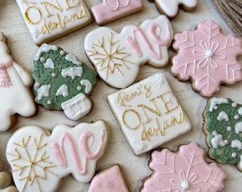 biscotti di zucchero decorati invernali ONEderland, biscotti invernali ONEderland, bomboniere ONEderland, biscotti di zucchero per il primo compleanno