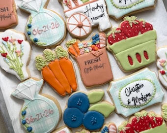 Fresh off the market cookies, fresh off the market bridal cookies, fresh off the market bridal shower favors, market bridal cookies