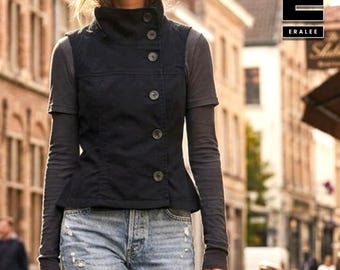 Button Vest Top | Slim Stand Collar Shirt | Daily Wear | Minimalist Fashion Style
